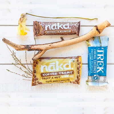 Barres Nakd, Nibbles et flapjack Trek en mode trail running