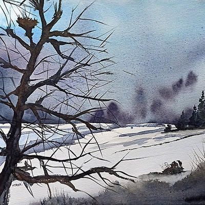 Aquarelles hiver vosgien