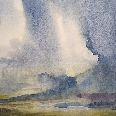 Aquarelle paysage pluvieux – pas à pas